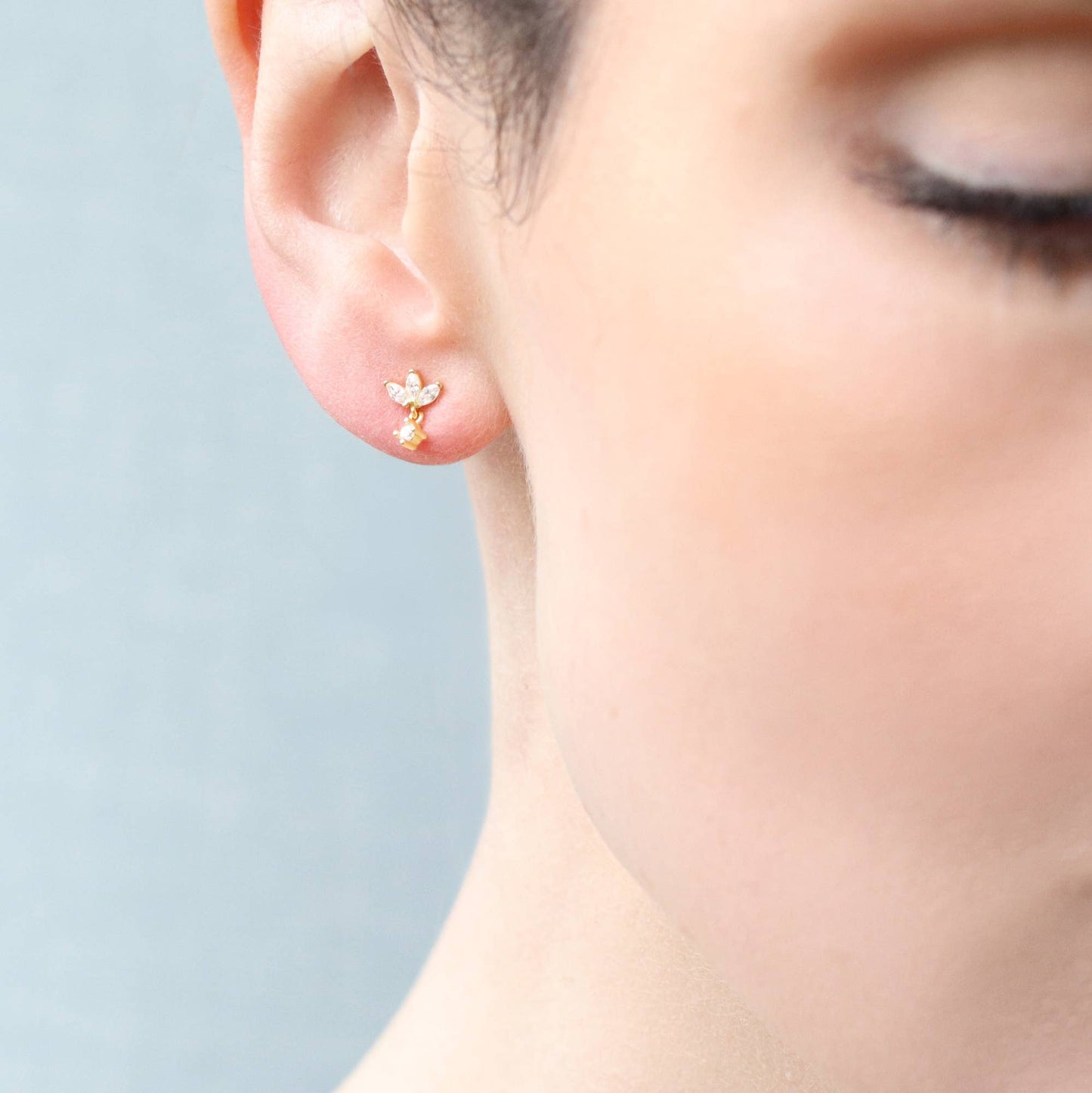 Japanese Petal Sterling Silver Stud Earrings