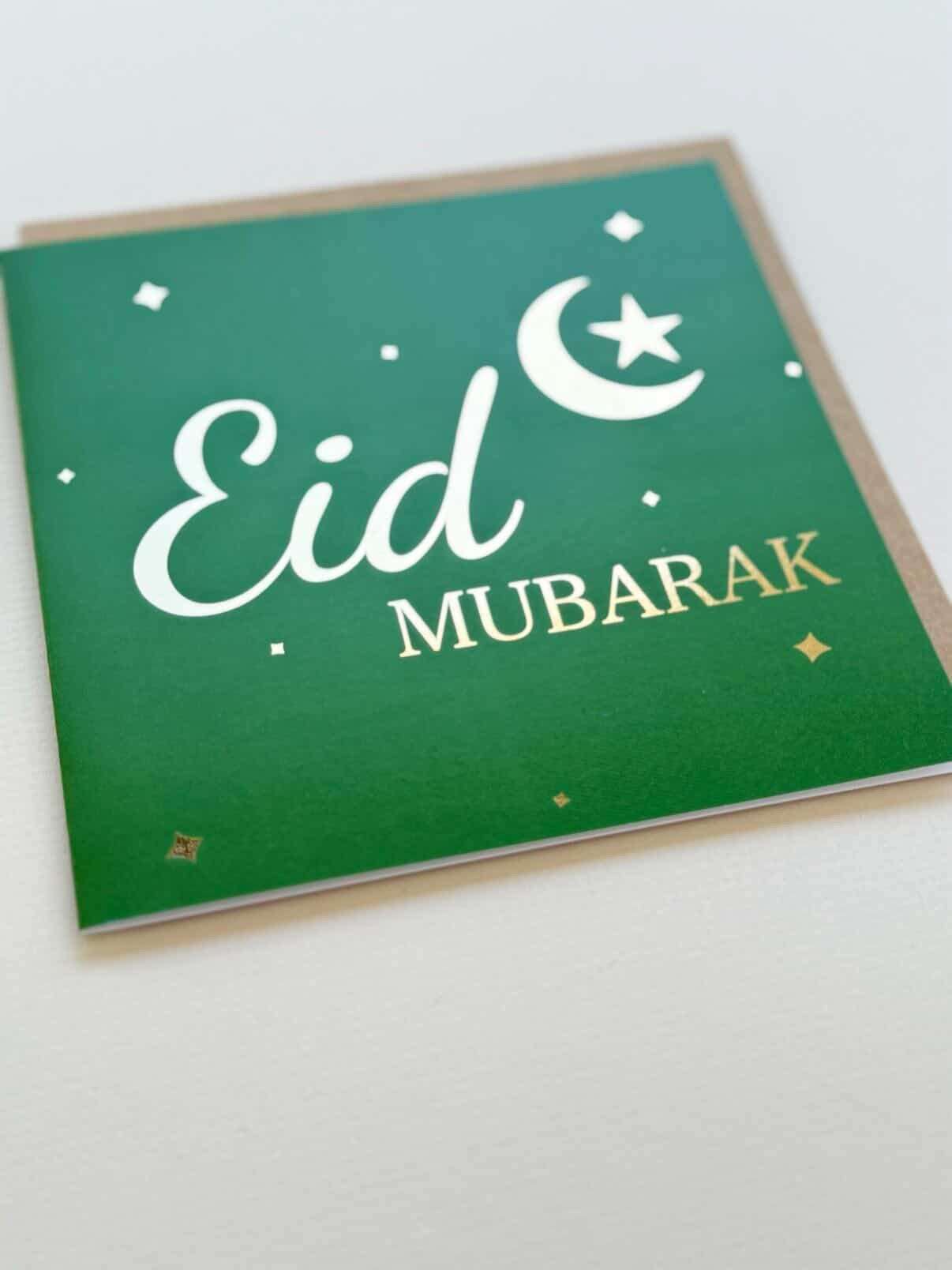 Eid Murbarak Card - Green & Gold