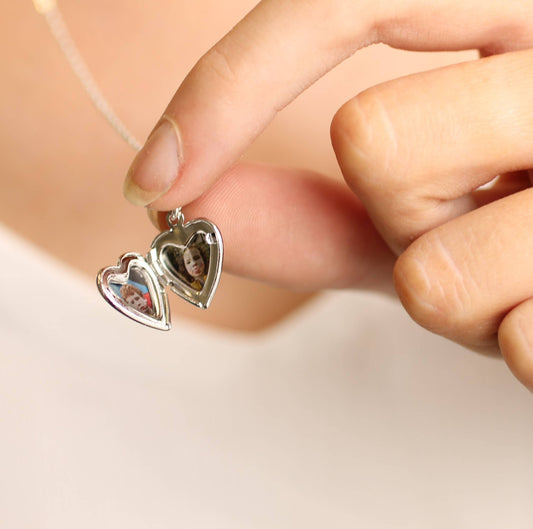Tiny Silver Heart Locket 20"