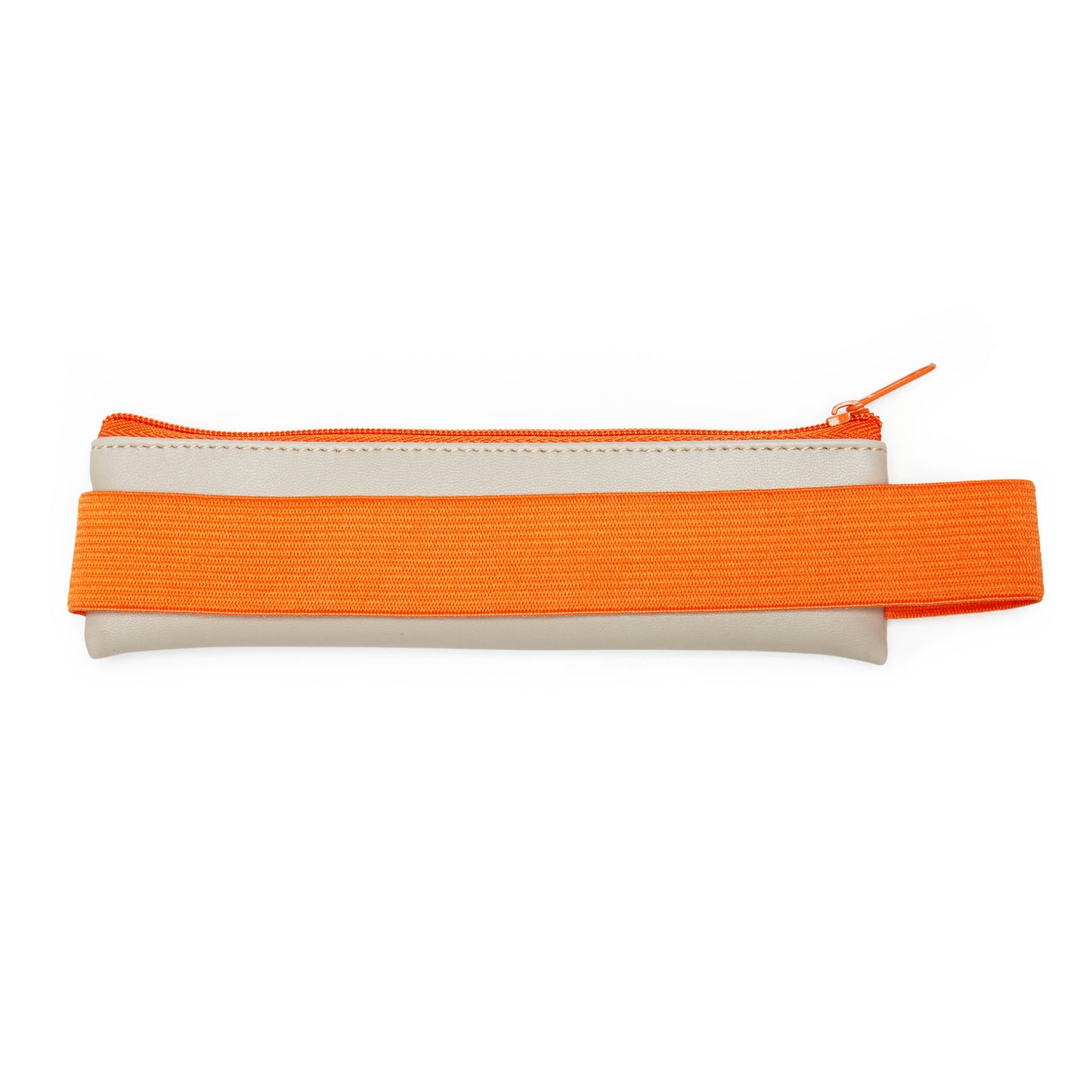Kikkerland Pencil Pouch - Grey with Orange Elastic