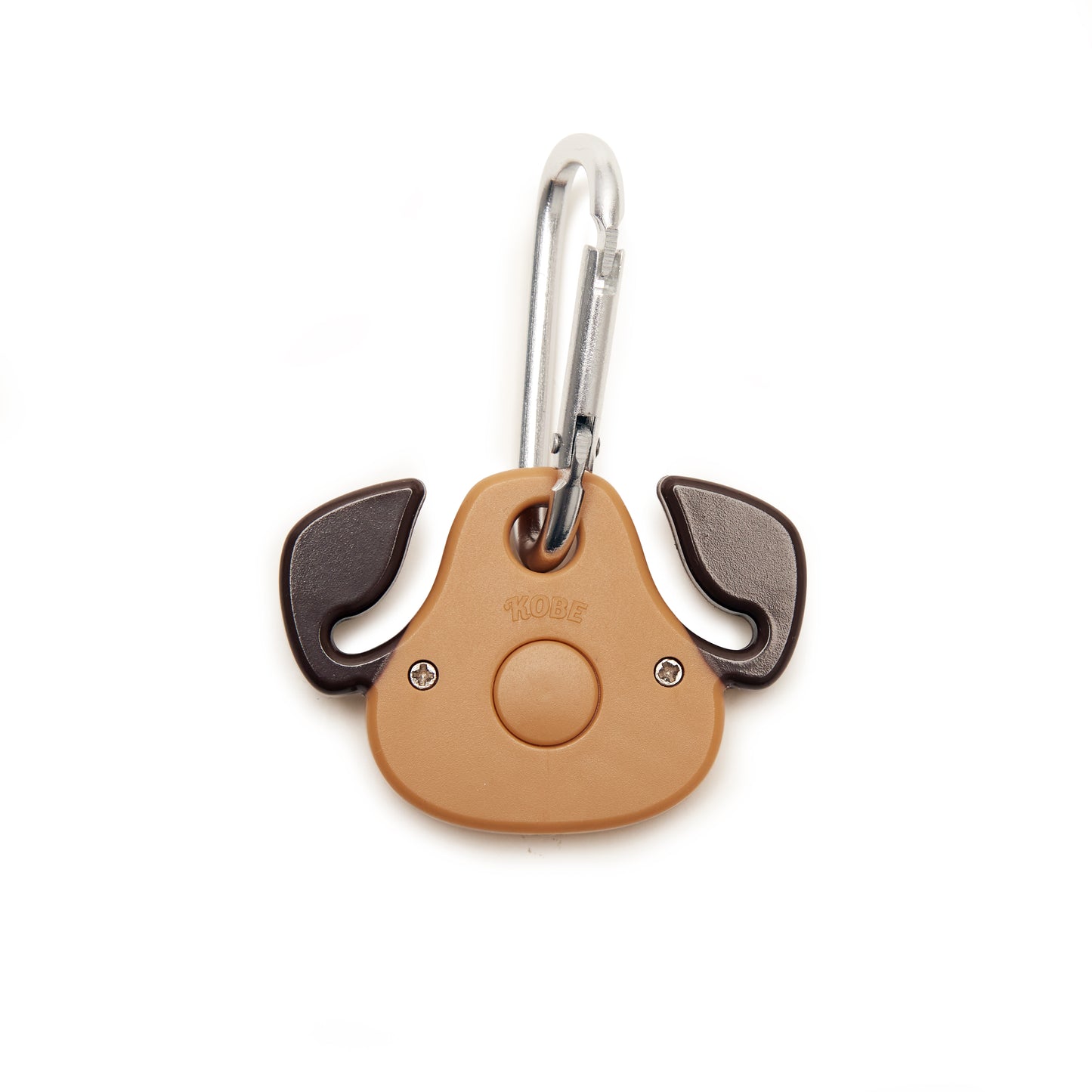 picture shows the back of the dog light with the silver carabiner