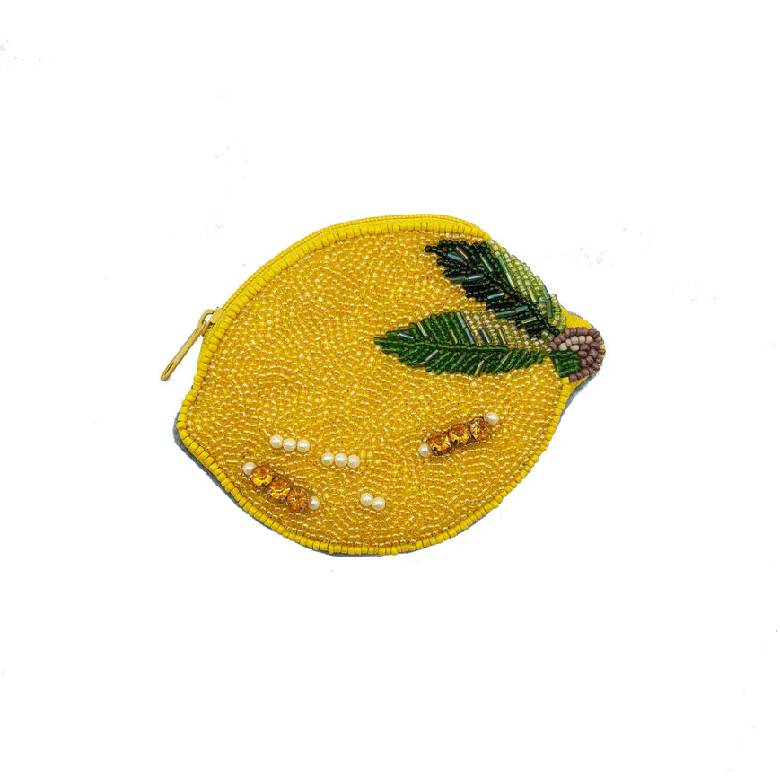 Lemon Beaded Coin Purse