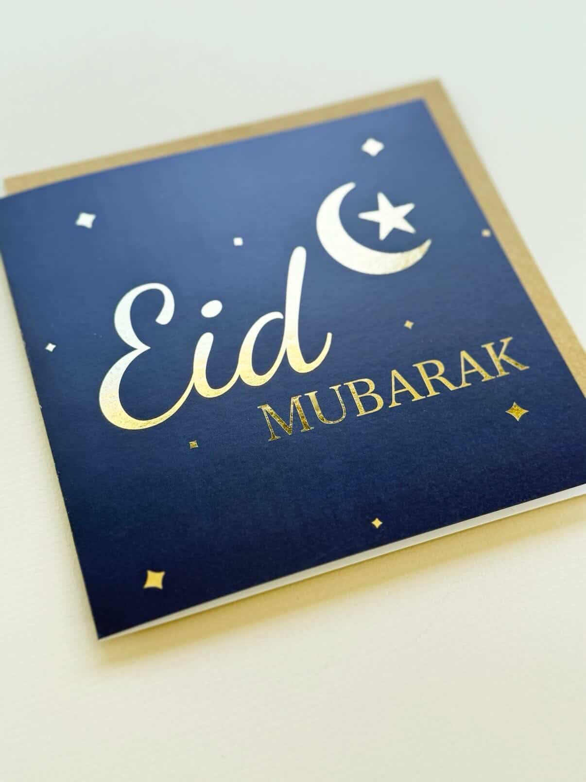 Eid Murbarak Card - Blue & Gold
