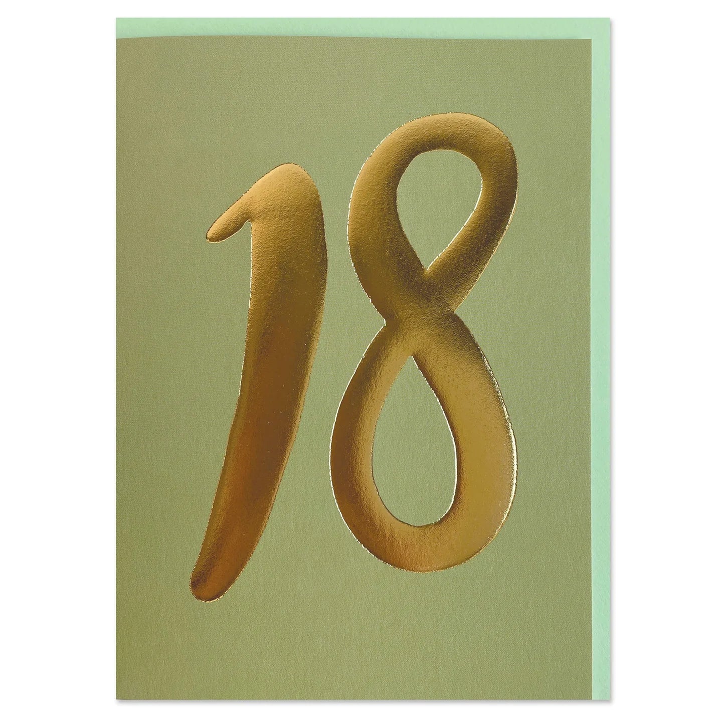 Gold number '18' on a green card