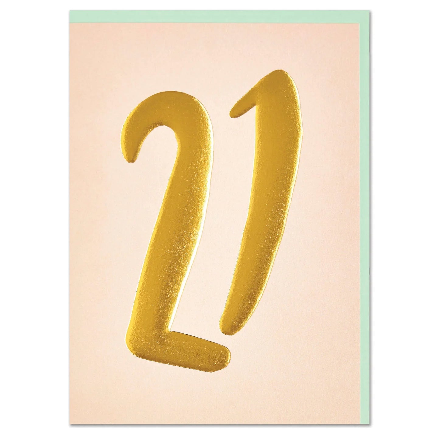 Card with gold number '21' on a light pink background