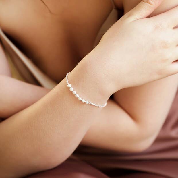 Freshwater Pearl Silver Chain Bracelet