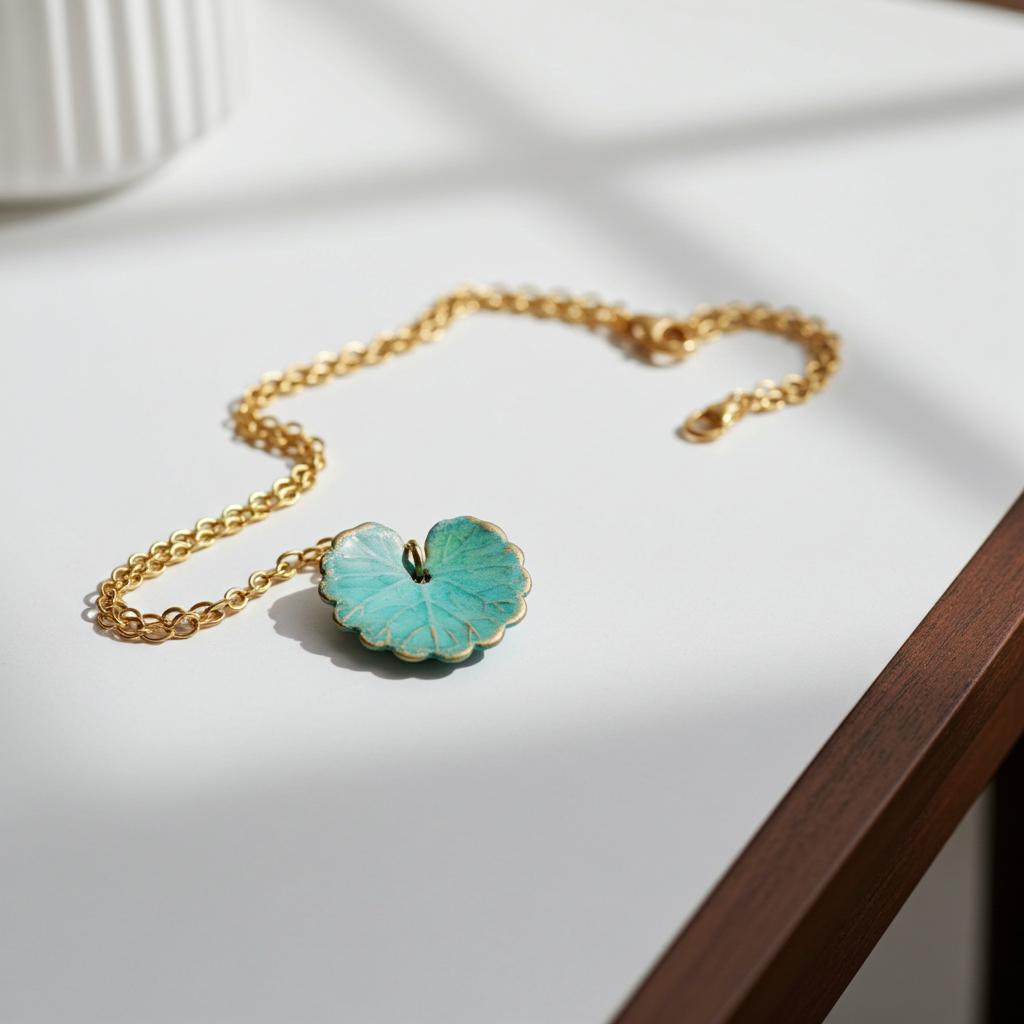 Silk Purse, Sow’s Ear Turquoise Leaf Necklace Matte / 18"