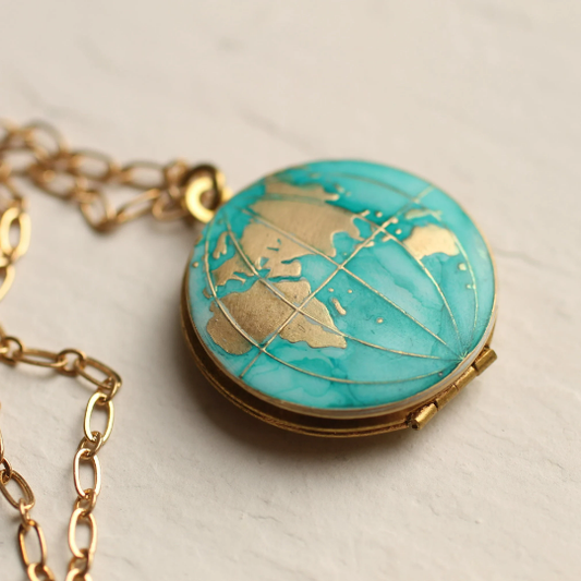 World Map Locket 22"