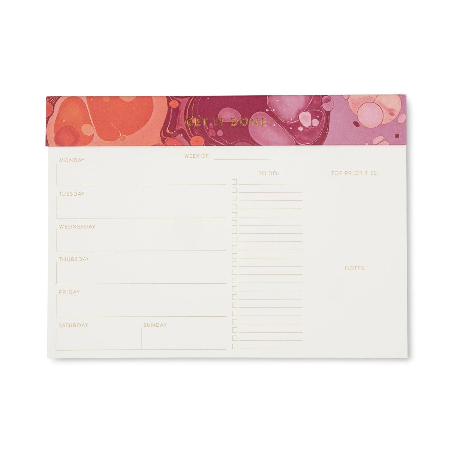 Marble Weekly Planner Notepad - Cherry Peach