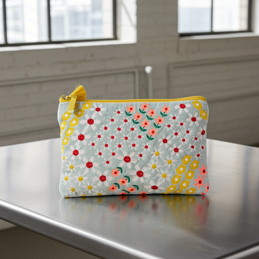 Pink Lemons Velvet Meadow Pouch