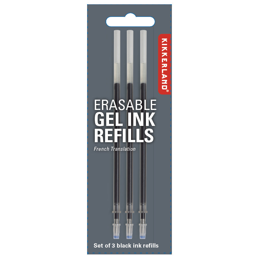Pack of Kikkerland erasable gel ink refills on a white background
