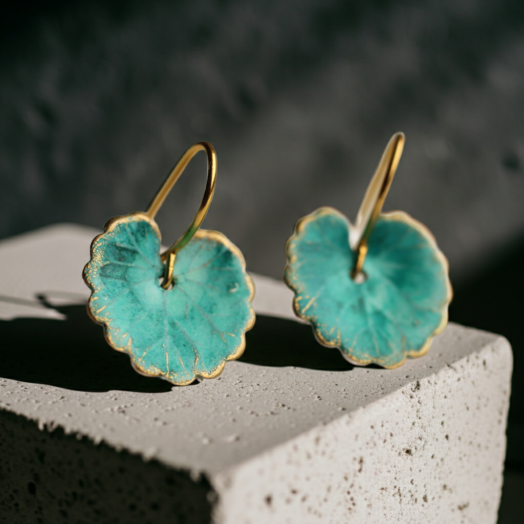 Silk Purse,Sow’s Ear Turquoise Leaf Earrings