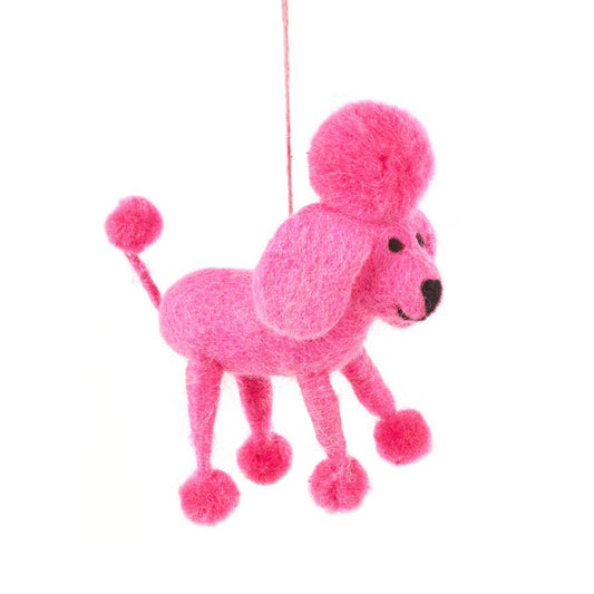 christmas tree hanging decoration of neon pink poodle
