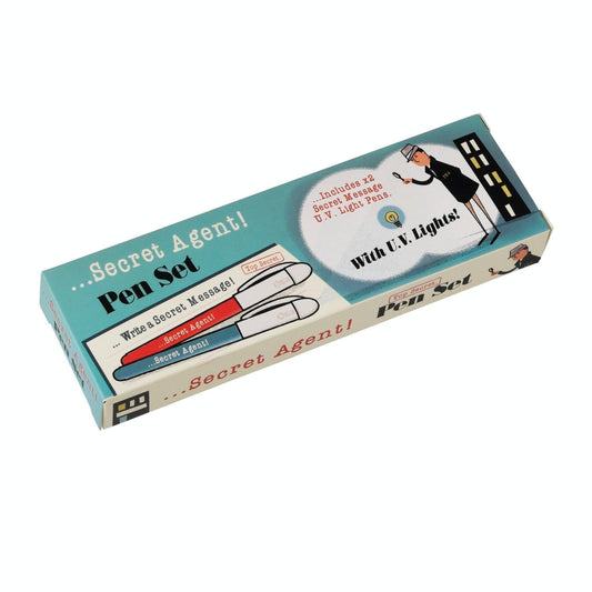 Box with two pens in one t write a secret message one with UV Light