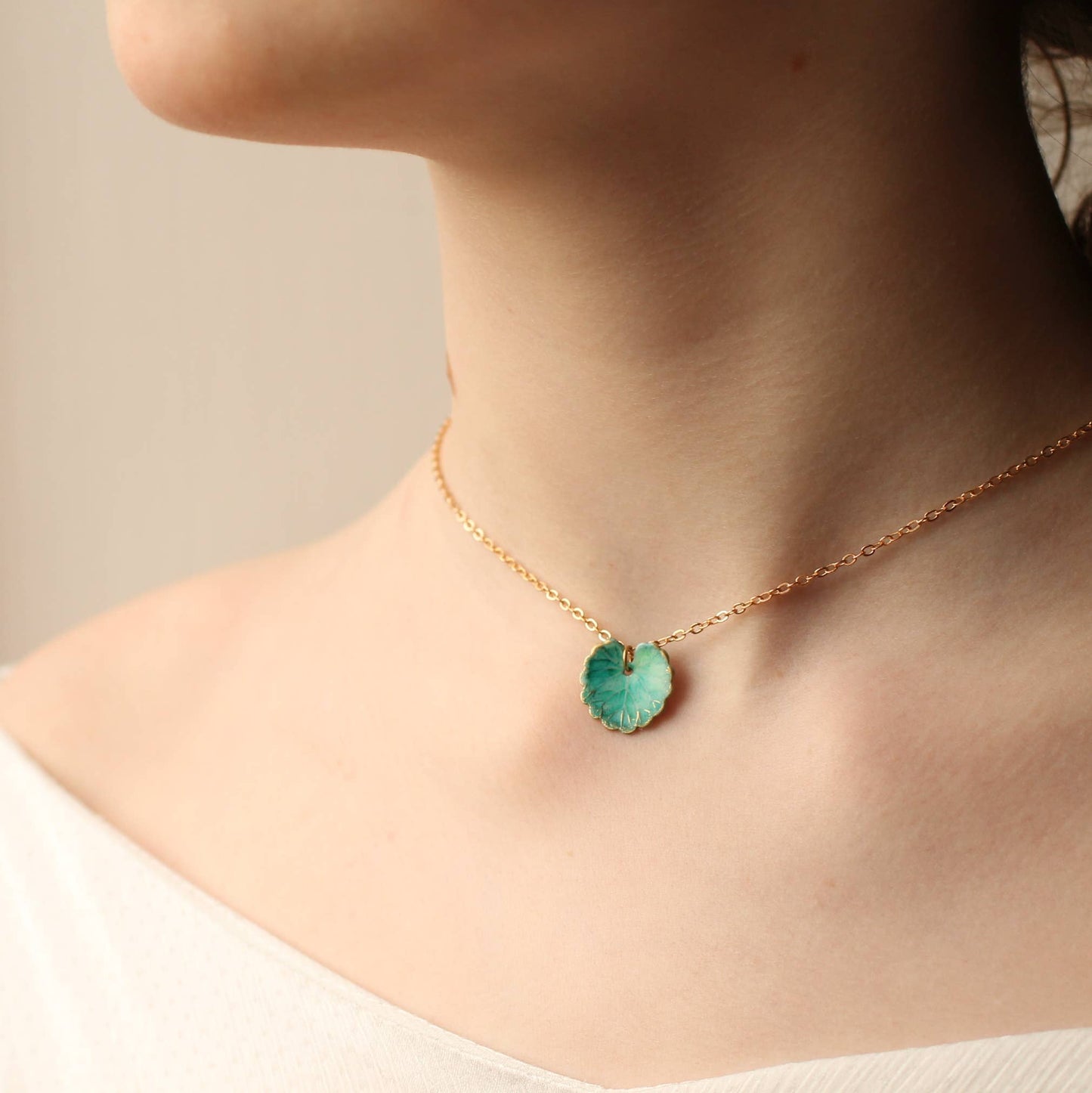 Turquoise Leaf Necklace Matte / 18"