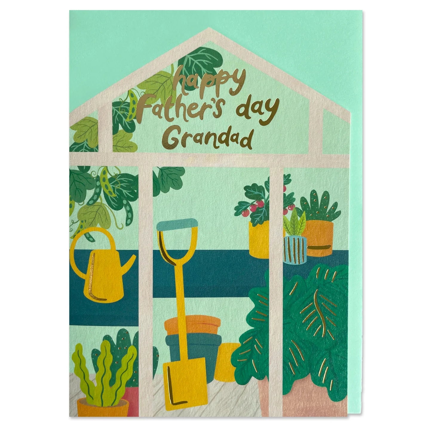 image of a green house with the words happy father's day grandad written at the top. 