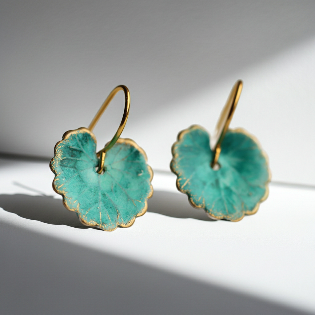Silk Purse,Sow’s Ear Turquoise Leaf Earrings