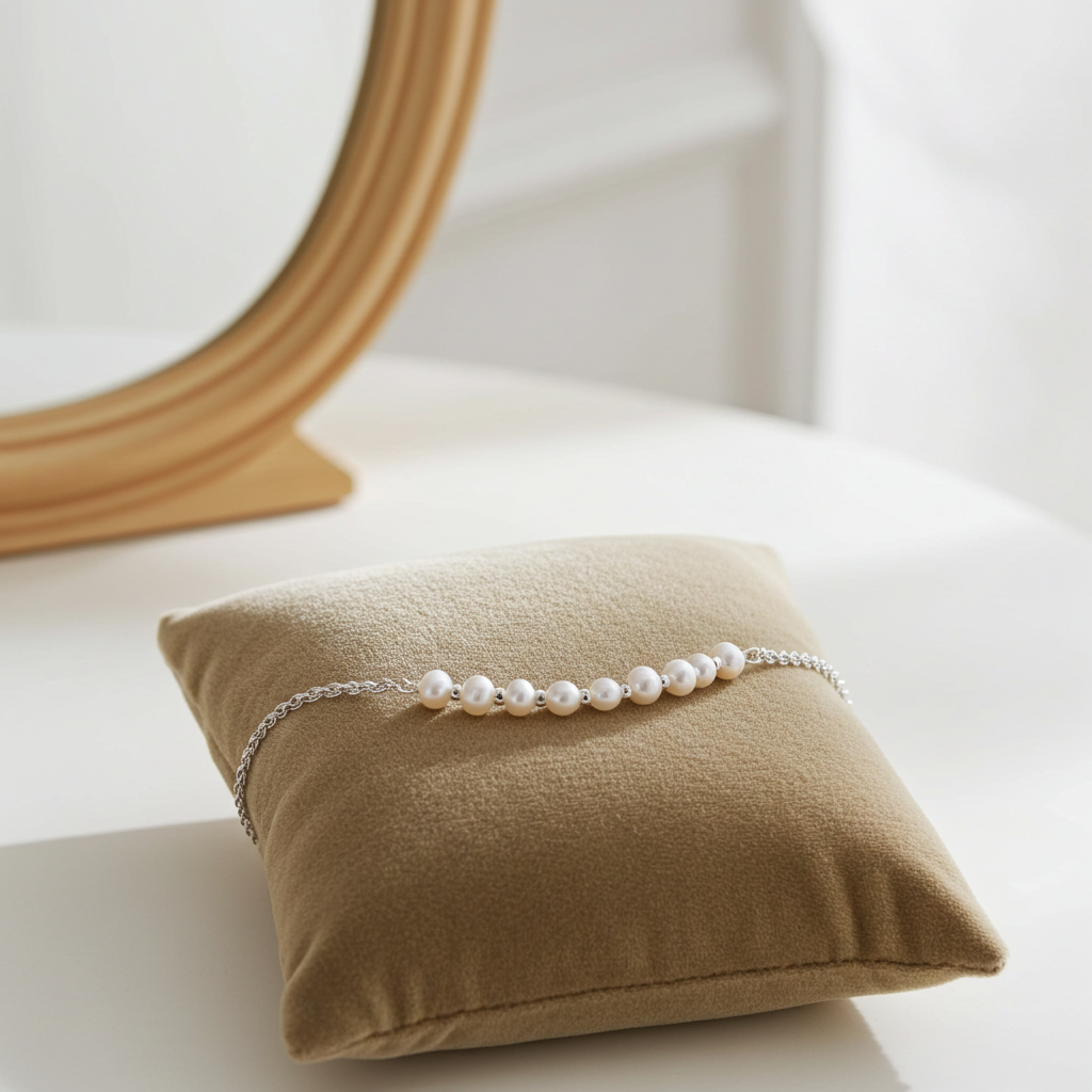Lisa Angel Freshwater Pearl Silver Chain Bracelet