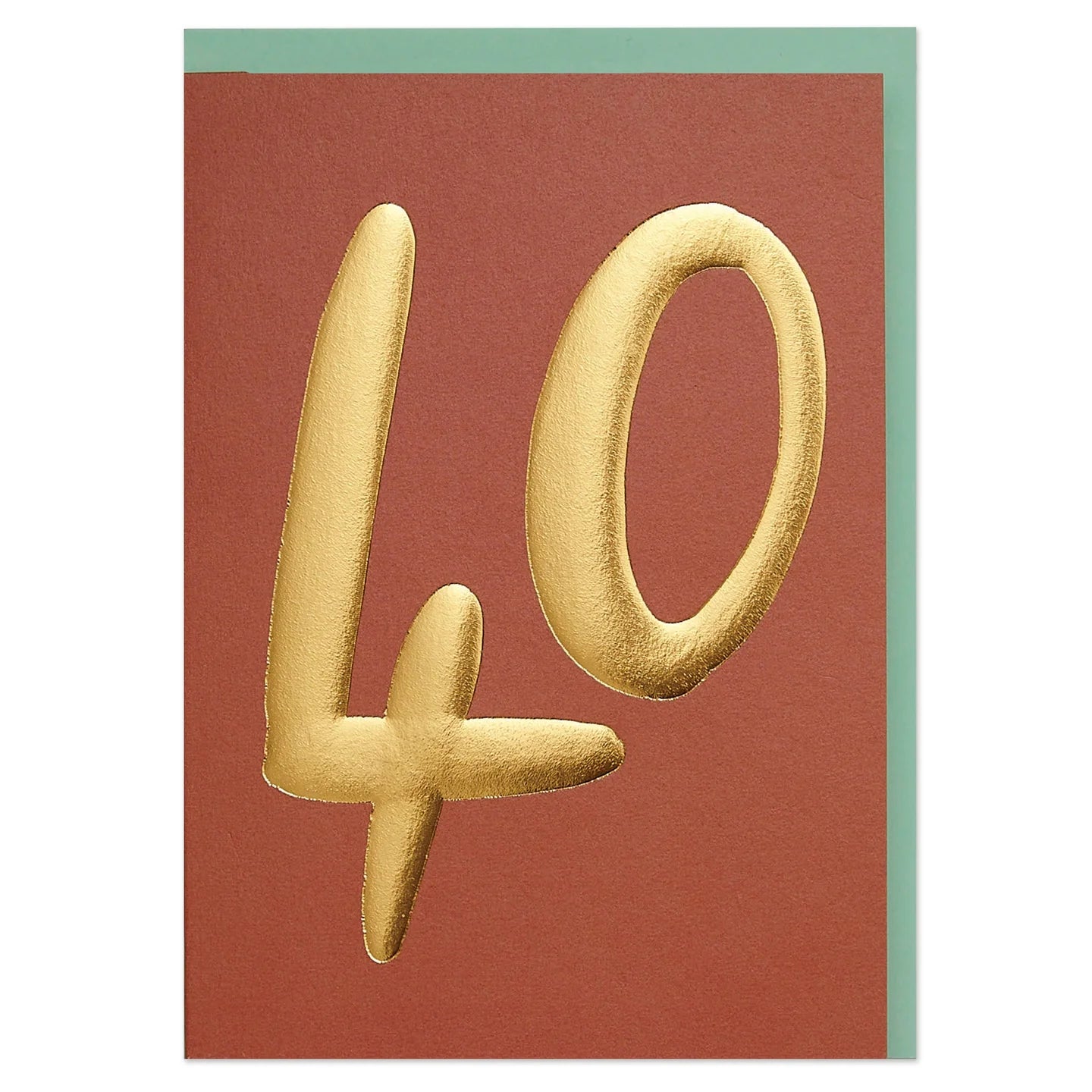 Gold number '40' on a red card with a green border