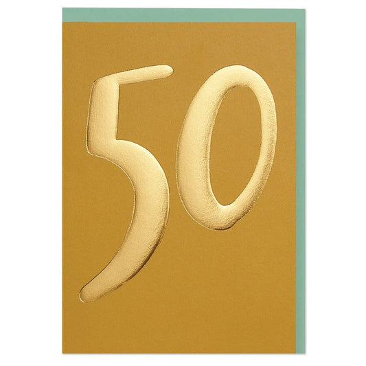 Gold 50th Birthday Card