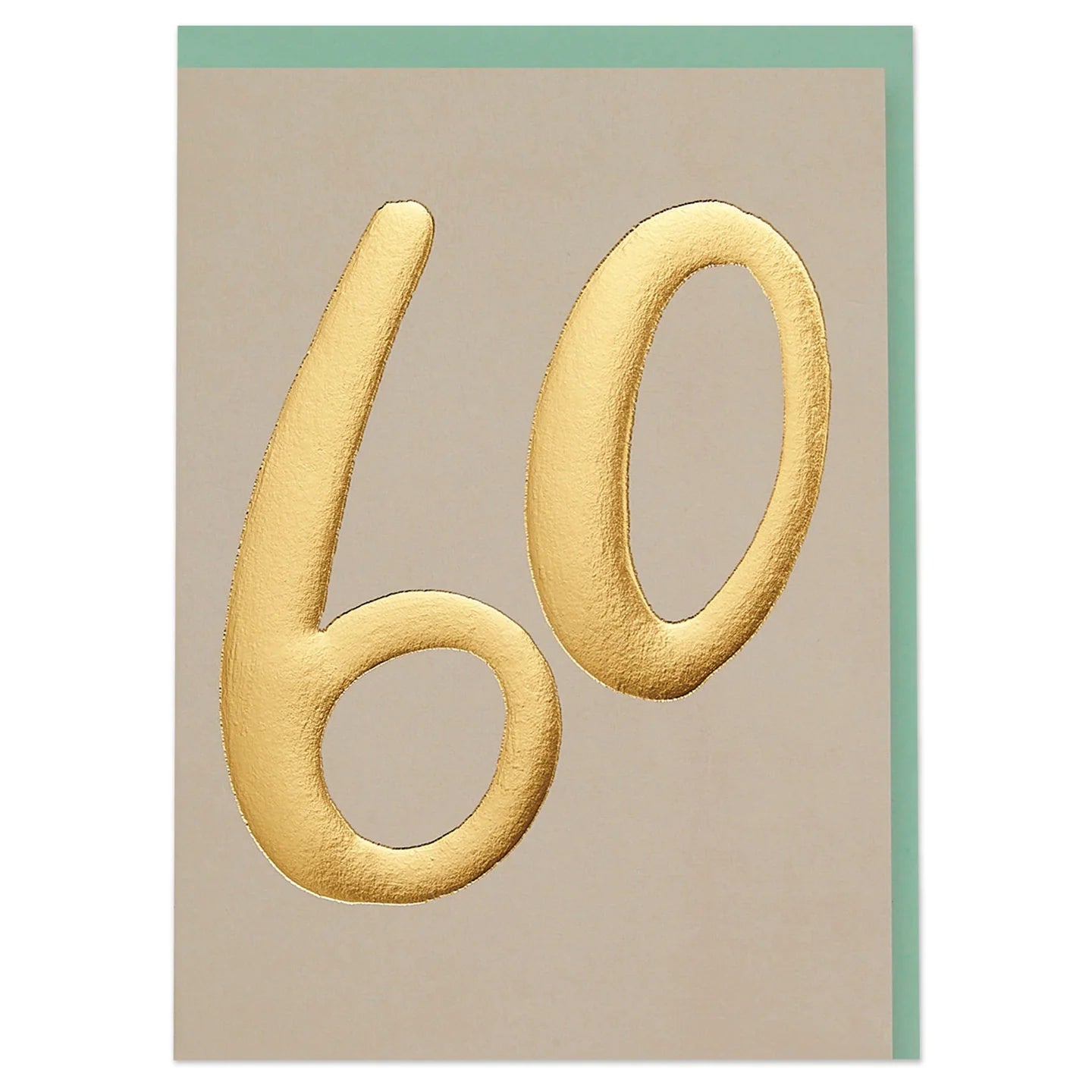 Beige card with gold number '60' on a beige background