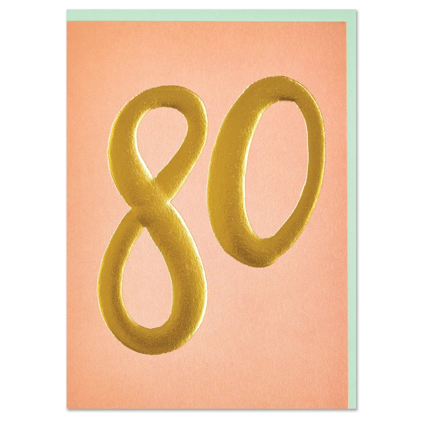 Card with gold number '80' on a pink background