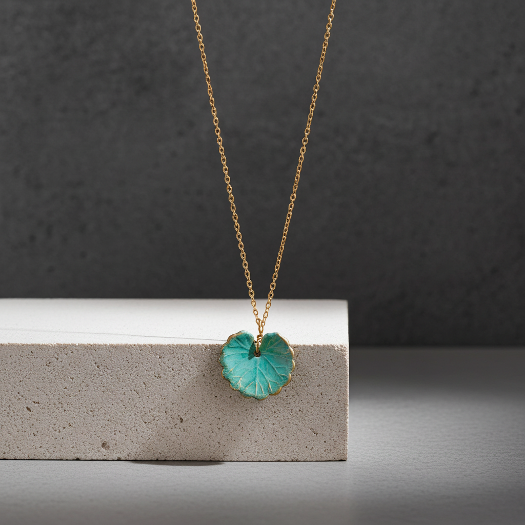 Silk Purse, Sow’s Ear Turquoise Leaf Necklace Matte / 18"
