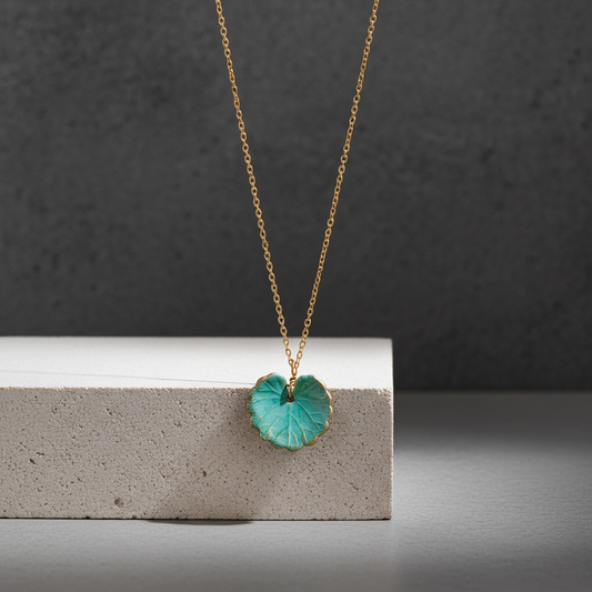 Silk Purse, Sow’s Ear Turquoise Leaf Necklace Matte / 18"