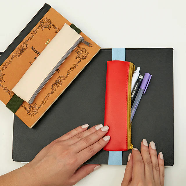 Kikkerland Pencil Pouch - Green with Yellow Elastic