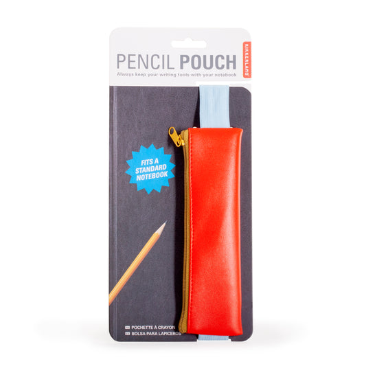 Kikkerland Pencil Pouch - Red with Sky Blue Elastic