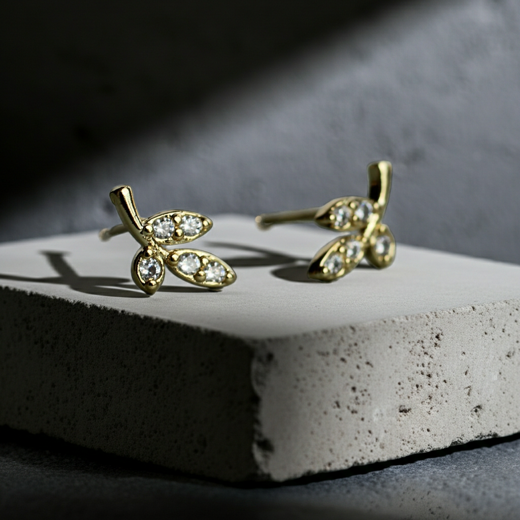 Silk Purse,Sow’s Ear Leaf Petal Sterling Silver Stud Earrings