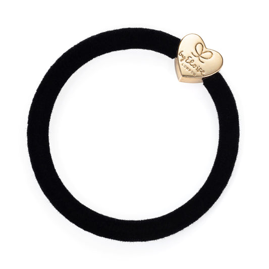 Black velvet hairband with gold heart motif