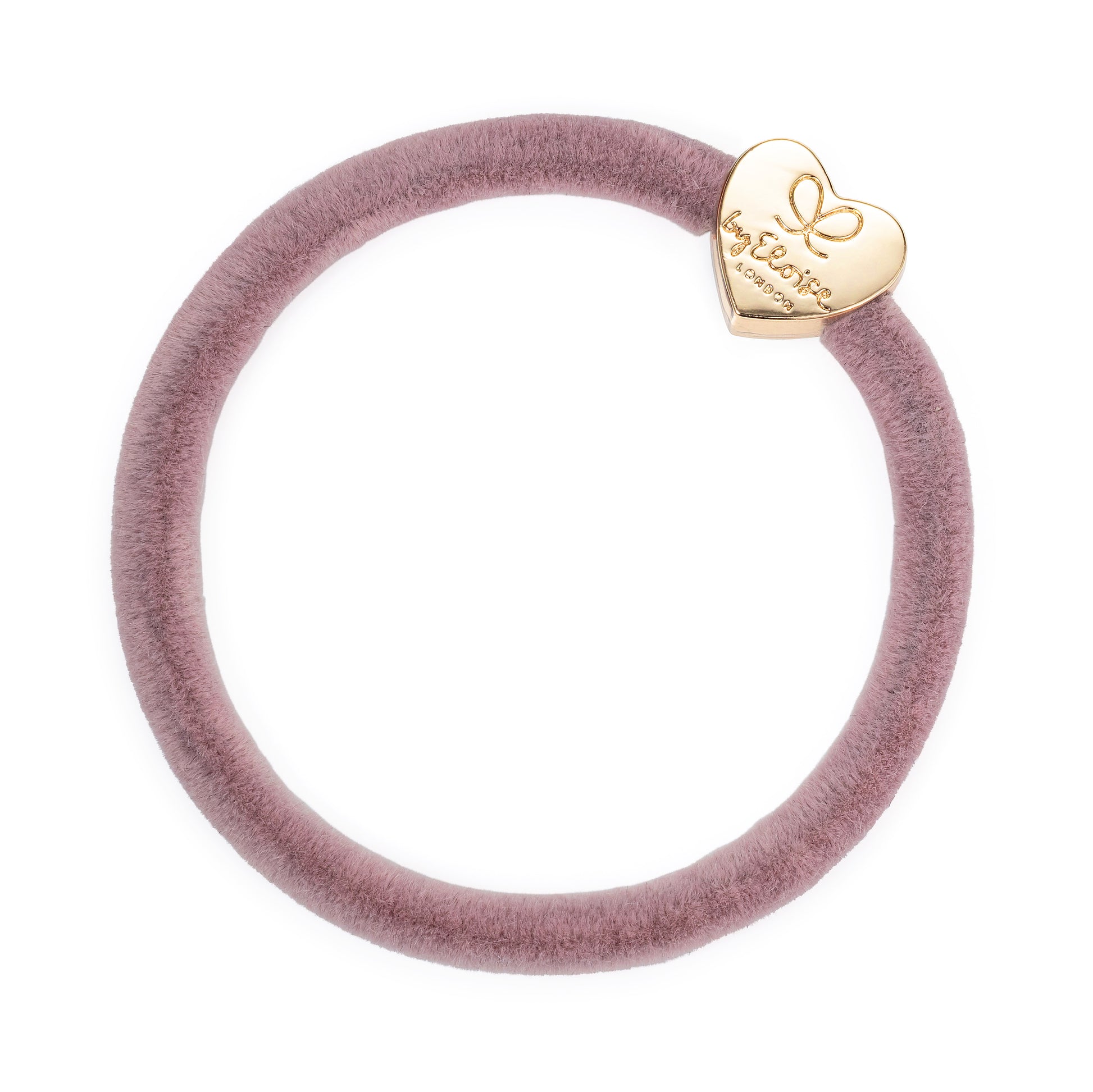 pale pink velvet hair band with gold heart motif