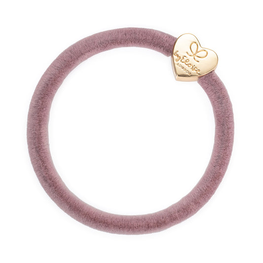 pale pink velvet hair band with gold heart motif